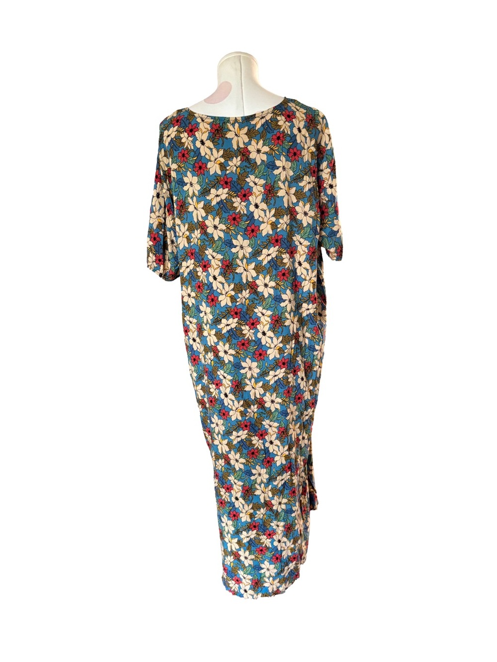 NWT Natural Life Claire Floral Maxi Dress Blue Cream Boho Cottagecore Large - Picture 7 of 10